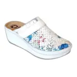 Ženske anatomske klompe 6662 Cvjetno bijele MUBB